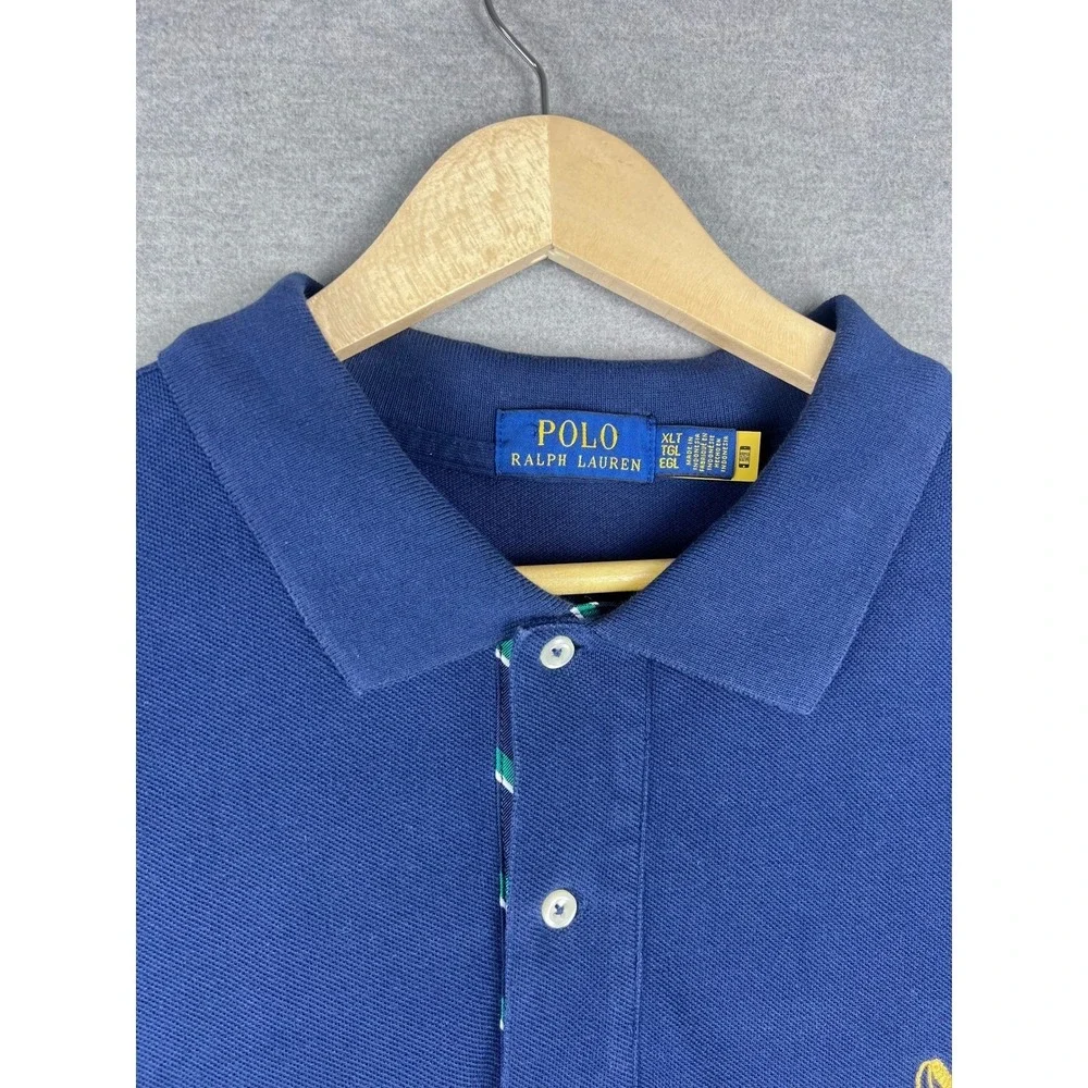 Polo Ralph Lauren Mens XLT Navy Blue RLPC‎ Crest Number 3 Pique Polo Shirt